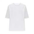 thumbnail image 6 of FRSASU Women's Loose Cotton Linen T-shirt Half Sleeve Tops Round Neck Solid Color Shirts White, 6 of 6
