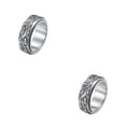 thumbnail image 1 of Guardurnaity Anillo de banda grabado, disfraz de boda, fiesta, nudillo estético, joyería para hombres, novios, accesorios de oficina, tamaño Type2 NO2, 1 of 6