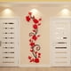 thumbnail image 4 of Calcomanía 3D DIY de moda con diseño de rosas, pegatinas de pared adhesivas, panel de papel tapiz floral para fondo de dormitorio, sala de estar, decoración del hogar (rojo), 4 of 5