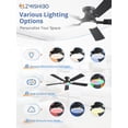 thumbnail image 4 of Ventilador de Techo ZMISHIBO 52" Luz RGB Regulable 20W Control por App, 4 of 9