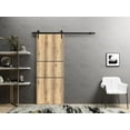 thumbnail image 3 of Sturdy Barn Door 24 x 80 inches | Planum 0014 Oak with Frosted Glass | 6.6FT Rail Hangers Heavy Hardware Set | Solid Panel Interior Doors, 3 of 6