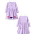 thumbnail image 7 of HWJAD 2-7 Years Kids Girl's Dresses Cotton Jersey Long Sleeve Button Swing A-Line Cute Dinosaur Midi Casual Polk Dot Dress, 7 of 7