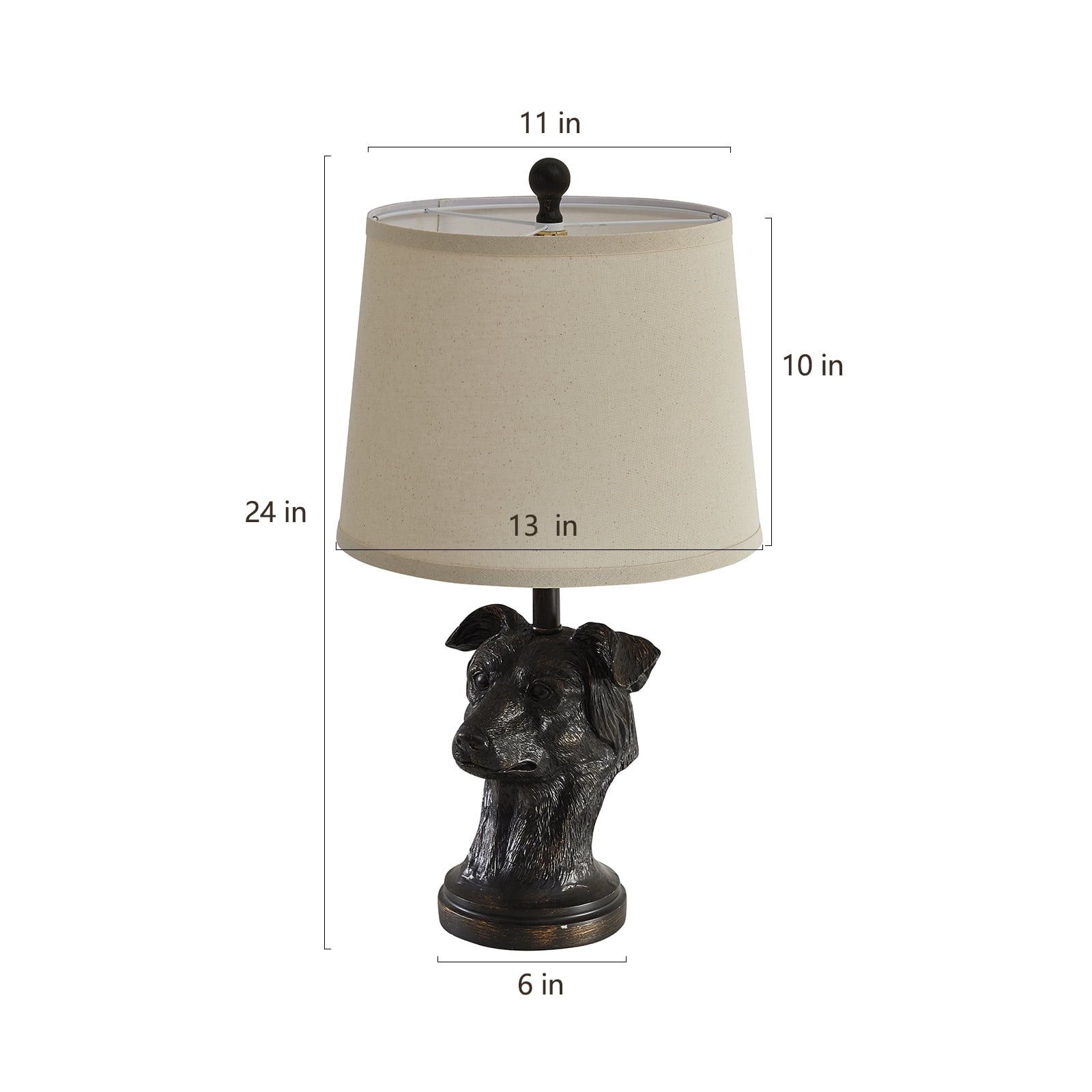 Modern Table Lamp with Linen Shade, 24inch Bedside Lamp with Rotary Switch & Included 9W LED Bulb for Nightstand, Living Room