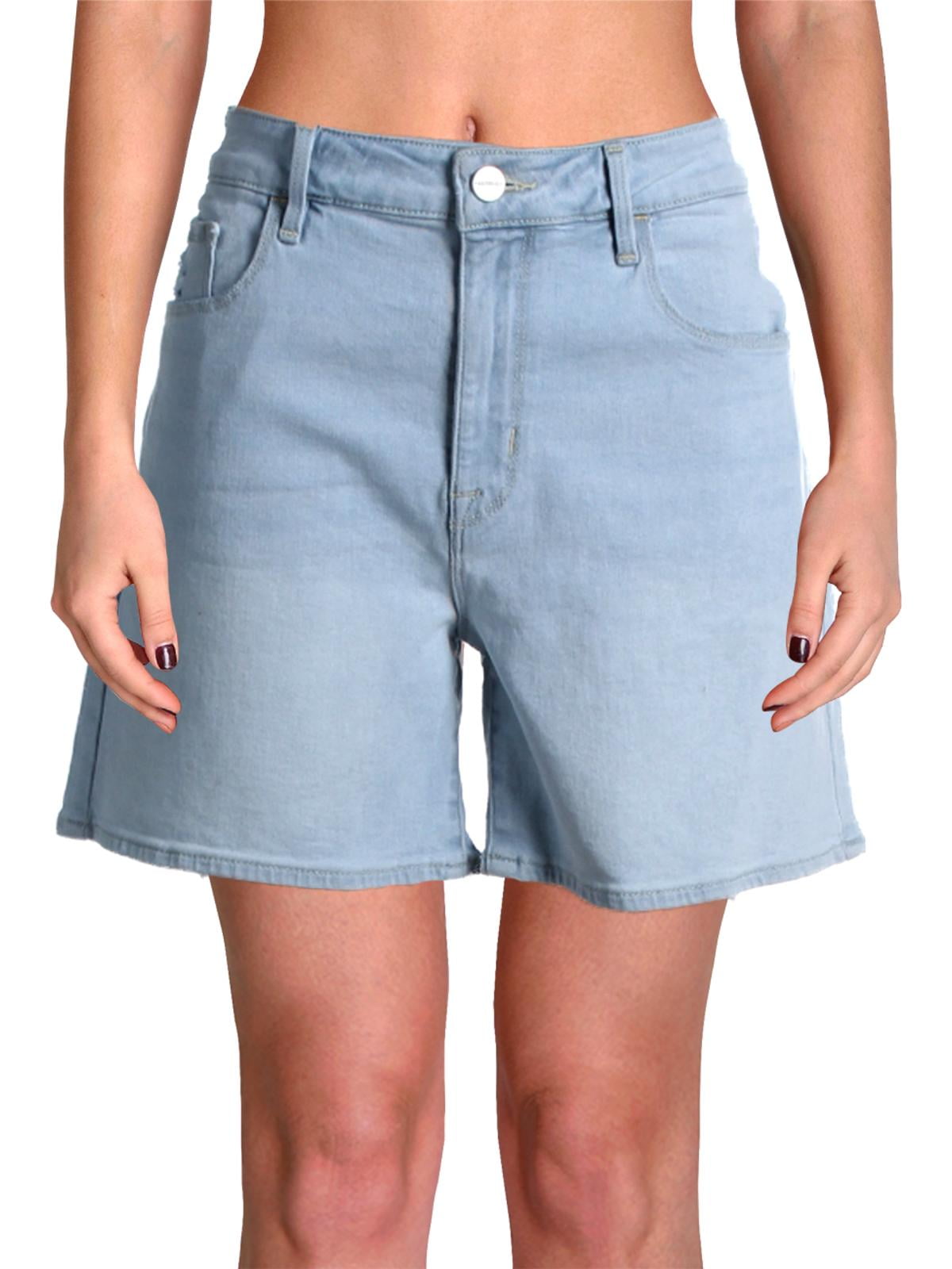 denim mid rise shorts