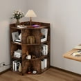 thumbnail image 2 of Hironpal Rustic Brown Corner Cabinet with USB Ports and Outlets - Wooden Cubby Corner Bookshelf for Small Spaces - 9 Cube Organization Storage - Ideal for Bedroom, Living Room, and Office, 2 of 9