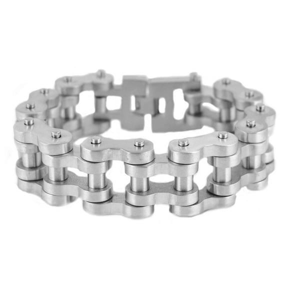 SK1848 Brushed Thick Bike Chain Bracelet 1" Wide - Size 8.5"