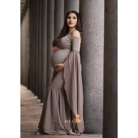 

Sexy Shoulderless Maternity Photography Props Long Dress For Pregnant Women Fancy Pregnancy Dress Elegence Maxi Gown Photo Shoot