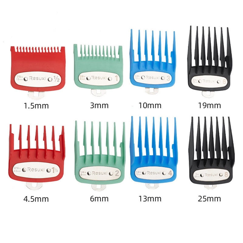 RESUXI 8PCS Professional Hair Clipper Metal Clip Guides Limit Combs Guards  Guide Comb Guards Tool Set for WAHL 
