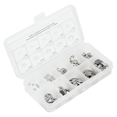 

Higoodz E Clip Snap Rings E Clip Circlip 120Pcs E Clip Washer Stainless Steel External Retaining Ring Circlip Assortment Kit 1.5mm‑10mm