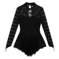 thumbnail image 5 of TiaoBug Women's Lace Figure Ice Skating Dress Long Sleeve Ballet Dance Leotard Dress Lyrical Performance Costume Black XS, 5 of 7