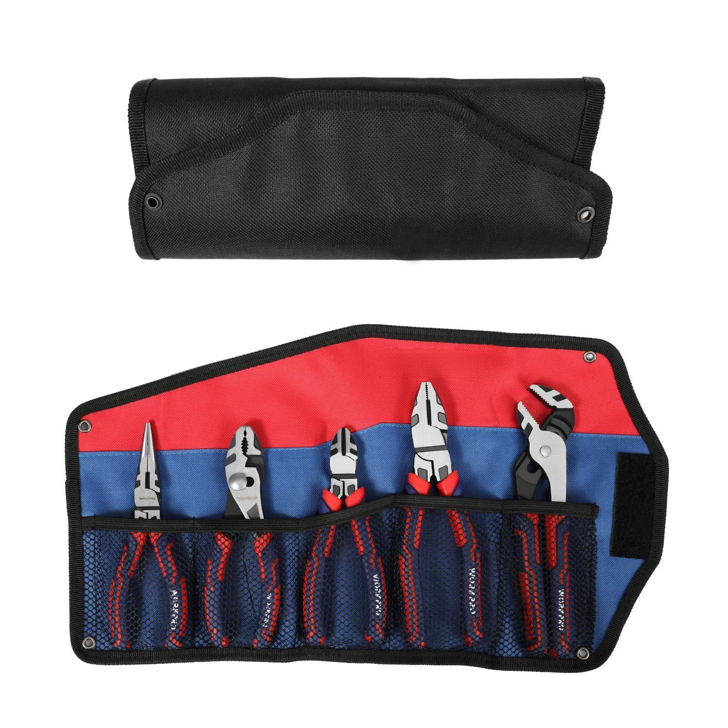 Pliers Set  Cr-v Construction Includes 6 Inch Slip Joint Long Nose Diagonal 8 Groove 7 Linesman And Storage Pouch For Basic Repair (pack Of 2)