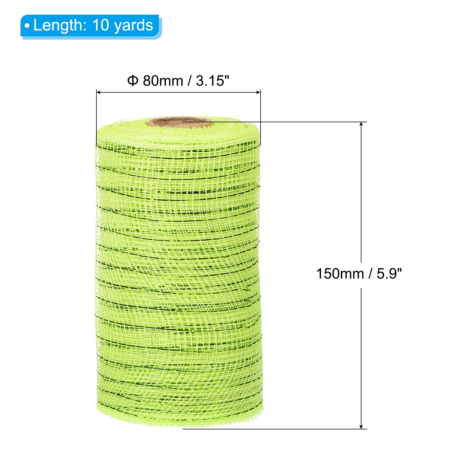 2pcs Decorative Mesh, 5.9in x 10 Yard Mesh Ribbon Roll Foil Metallic for Christmas Tree Decoration, Green