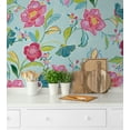 thumbnail image 6 of NextWall Light Aqua Painterly Floral Peel and Stick Wallpaper, 6 of 8