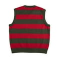 thumbnail image 2 of A Nightmare On Elm Street Logo Sleeveless Red & Green Striped Adult Sweater Vest-XS, 2 of 7