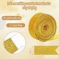 thumbnail image 2 of Glitter Ribbon Glitter Wired Edge Ribbon, Tutuviw Waterproof Sparkly Ribbon Garland for Gifts Wrapping Cards Crafts Wreaths Holiday Party Box Christmas Decoration (Bright Gold, 20 Yard), 2 of 7