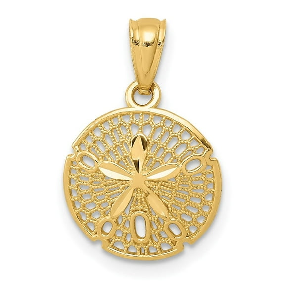 Auriga Fine Jewelry 14K Yellow Gold Polished Filigree Sand Dollar Pendant for Women (L-17mm, W-11mm)