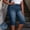 🔥 Blue, variant on Sentmoon Capri Jeans Denim Capris Printed Elastic Waist Walking Pants Pockets Imitation Denim Comfortable Casual High Waist Versatile Style for Leisure and Outdoor Activities