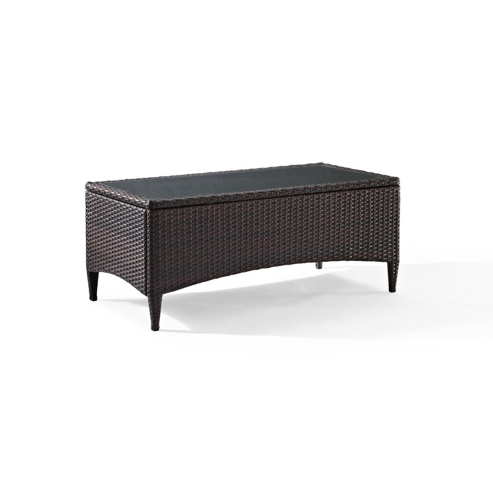 Crosley Furniture Kiawah Outdoor Wicker GlassTop Table