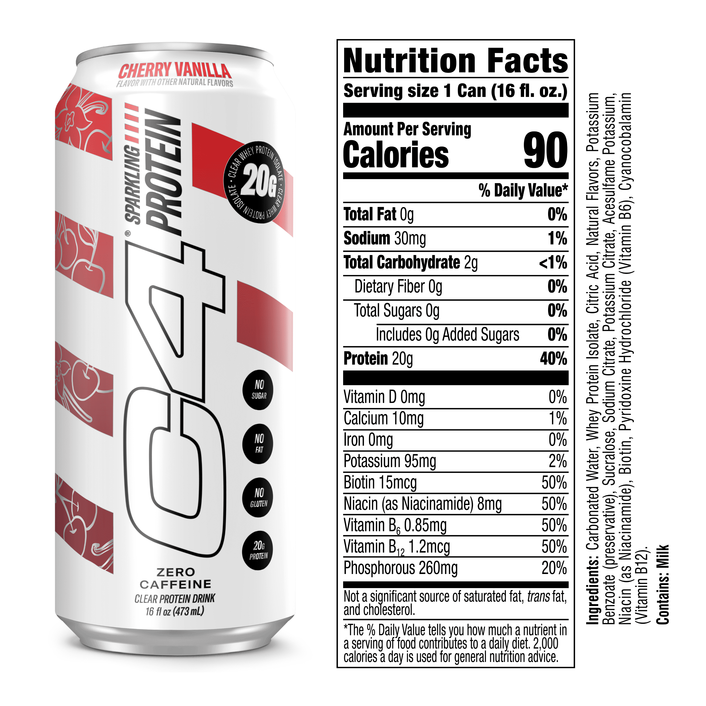 C4 Clear Protein Soda Cherry Vanilla, Ready to Drink, 16 fl oz