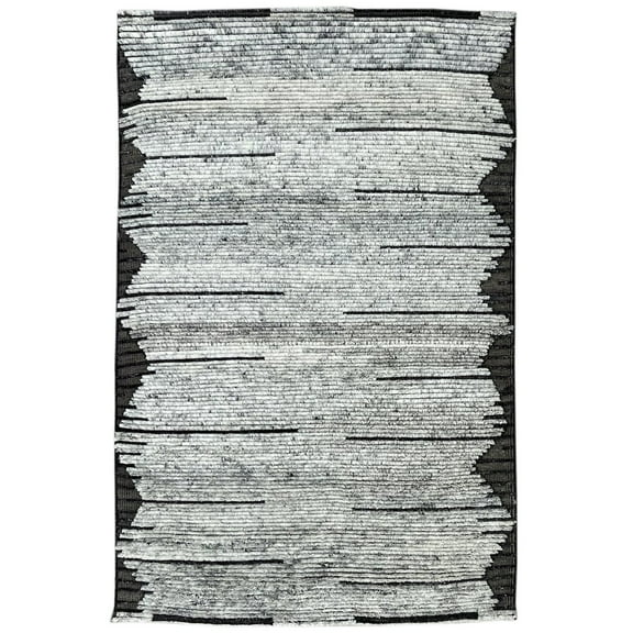 EORC Gray Hand Knotted Wool Transitional Contemporary Rug, 6' x 9'