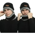 thumbnail image 2 of Viworld Men Women Winter Beanie Hat Scarf Set Warm Knit Hat Thick Fleece Lined Winter Cap Neck Warmer,Black, 2 of 7