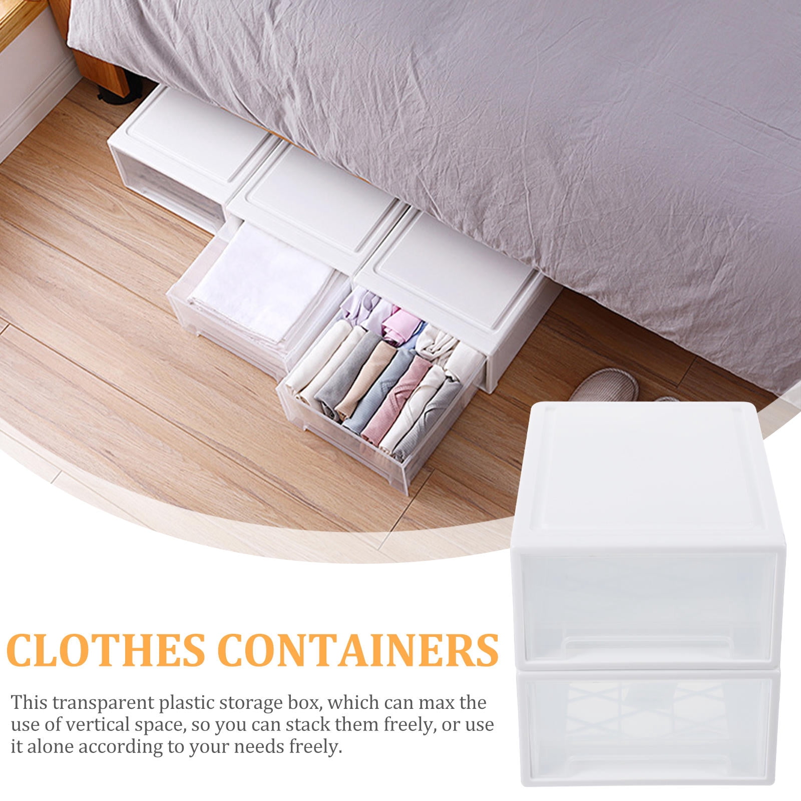 UPOUART 2Pcs Clear Storage Drawers Plastic Transparent for Closet Organization Adults