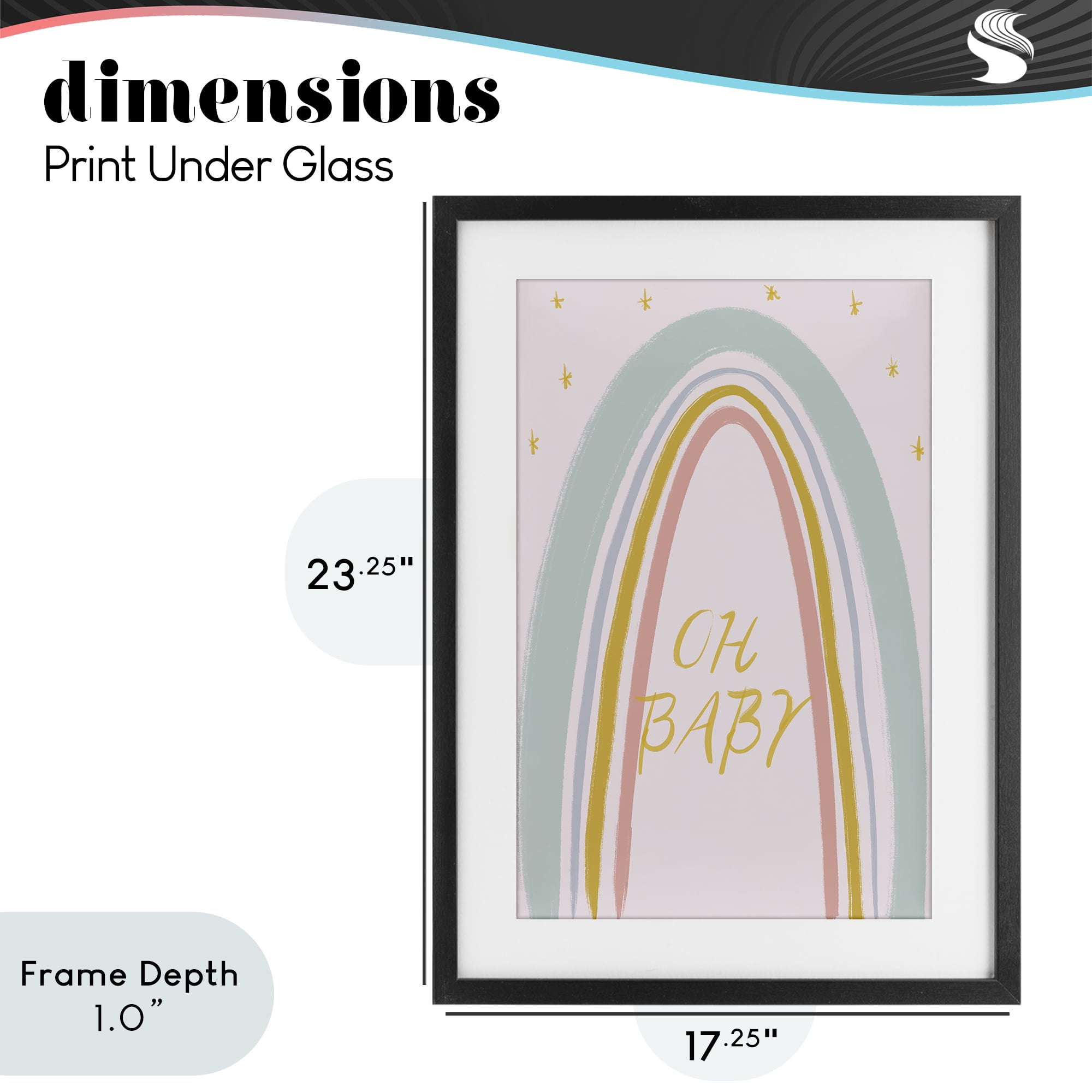 Stupell Industries Oh Baby Rainbow Black Framed Print Under Glass, design by Lucille Price