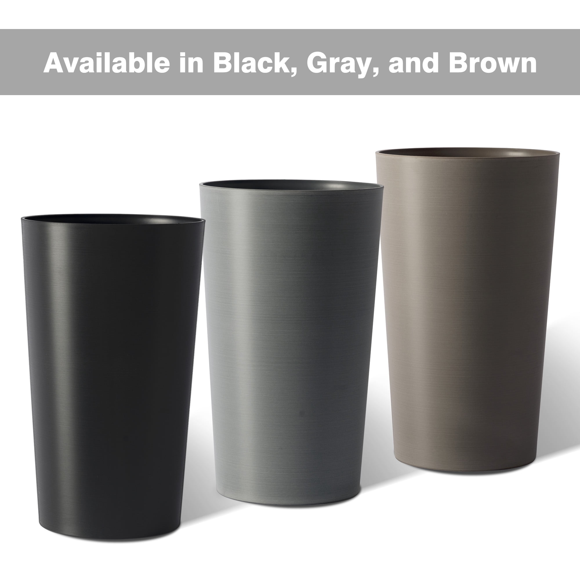 Vigo huseeo 2 Sets of Tall 21.7-Inch Tall Planters, Modern Indoor & Outdoor Large Round Gradient Matte Tree Pots for Porch , Garden, Grey