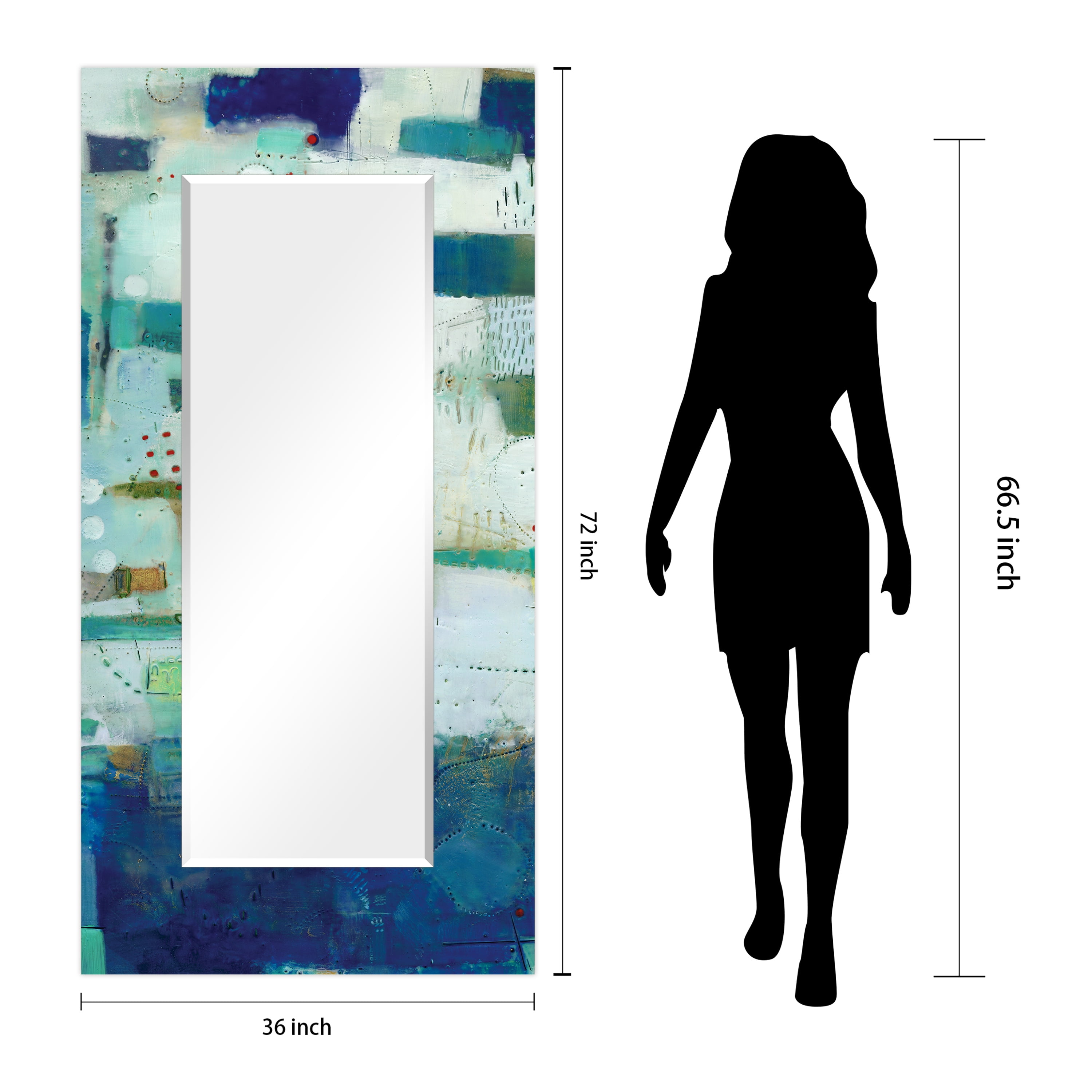 Empire Art Direct Crore I Rectangular Beveled Mirror on Free Floating Reverse Printed Tempered Art Glass, 72" x 36" x 0.4", Ready to Hang