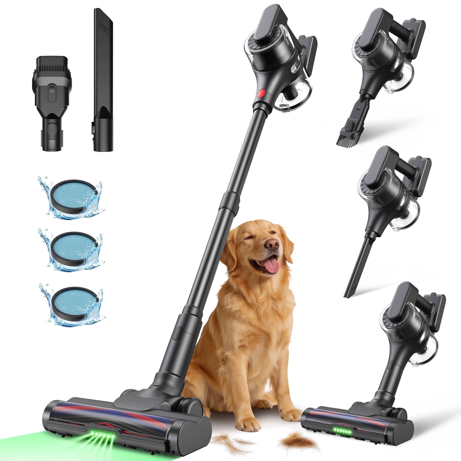 MOOSOO Cordless Vacuum Cleaner, 4-in-1 Lightweight Stick Vacuum 60 Mins Runtime for Pet Hair, Hard Floor & Carpet, P5