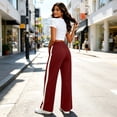 thumbnail image 4 of Hurxie Wide Leg Sweatpants Women High Waisted Baggy Sweat Pants Elastic Elevated Seams Loose Active Pants with Pockets Wine,S, 4 of 6