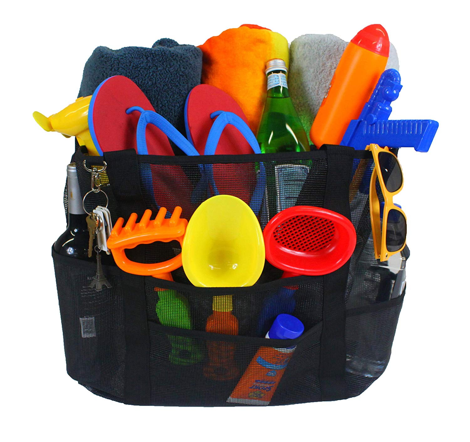 Large Mesh Beach Bag w/ Zipper Pocket, Heavy Duty Quality, Use as