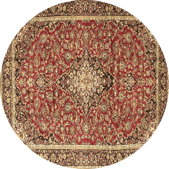 Ahgly Company Indoor Round Medallion Brown Traditional Area Rugs, 8' Round