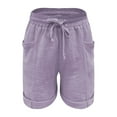 thumbnail image 4 of vigerkar Womens Cotton Drawstring Shorts Summer Elastic Waist Loose Casual Lightweight Lounge Short with Pockets Purple, L, 4 of 8