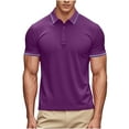 thumbnail image 5 of VgaVtl Polo Womens Shirt Short Sleeve Collared Blouse for Women Loose Fitness Solid Color Casual Button Tops,Purple L, 5 of 8