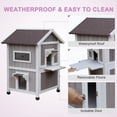 thumbnail image 3 of Casa para gatos HiCaptain para exteriores de 2 pisos, resistente a la intemperie, gris, 3 of 9