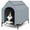 43" Gray, variant on Pefilos 52" Dog House for Large Dogs, Outside Elevated Dog Bed, Weatherproof Dog Kennel for Indoor and Outdoor, Portable Dog Shelter Cot with Ventilated Windows, Gray