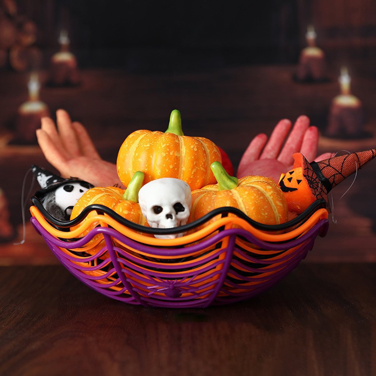 wirlsweal Fruit Basket Halloween Spider Web Shape Fruit Bowl Multi