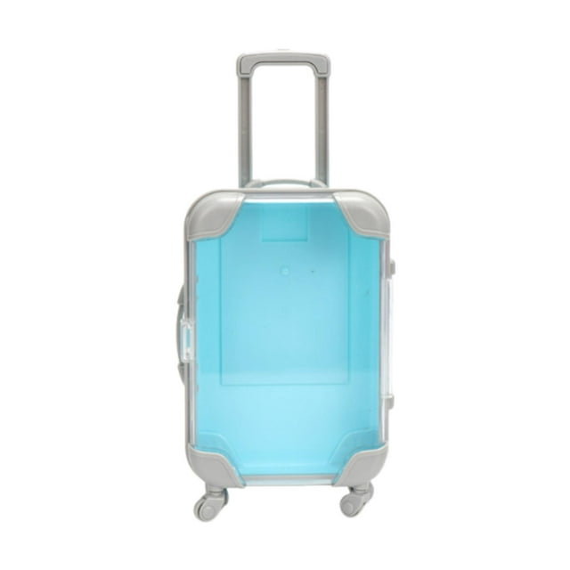 HILABEE Mini Suitcase Clear Miniature Dolls Suitcase for Playset Makeup Children Toy Blue