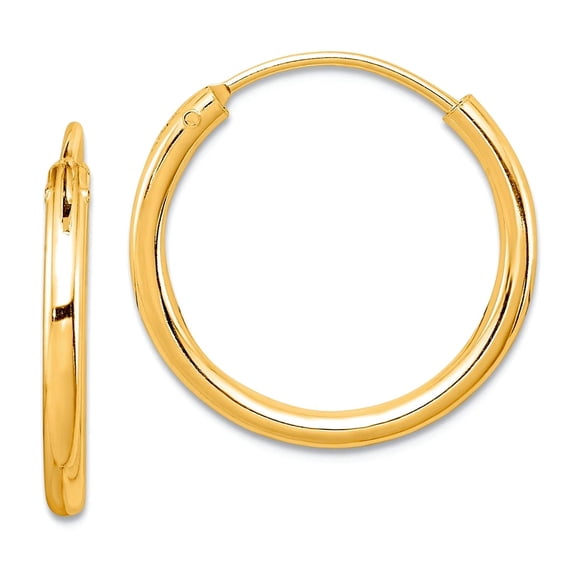 925 Sterling Silver Flash Gold Plated 2mm Endless Hoop Earrings 19x19mm Wide 2mm Thick Hoop Earring for Women