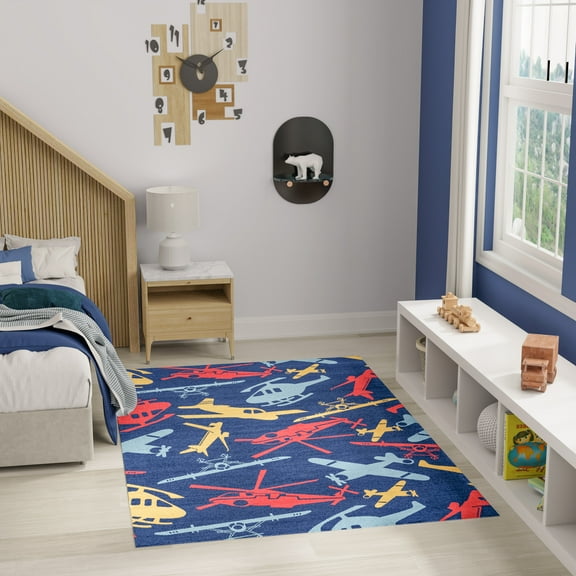 Nourison Imagination 6'6" x 9'2" Navy Multicolor Kids Indoor Rug