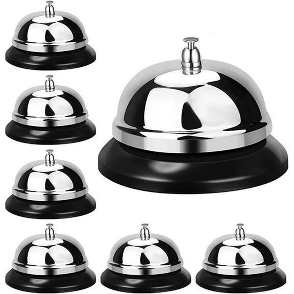 Metal Call Bell Bulk Dinner Desk Service Bell Desk Bell Counter Bell with Anti Rust Construction Ringing for Home Office, Kitchen, Hotel, School, Restaurant, Reception Area, 3.4 Inch (6 Pack)