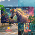 thumbnail image 5 of 1 Pcs 2D Flat License Plate Covers & Frames, A Horse Wearing a Flower For Decorative Front, Waterproof For Decoration Aluminum License Plate Covers & Frames Cover For Men Women, 12" X 6", 5 of 7