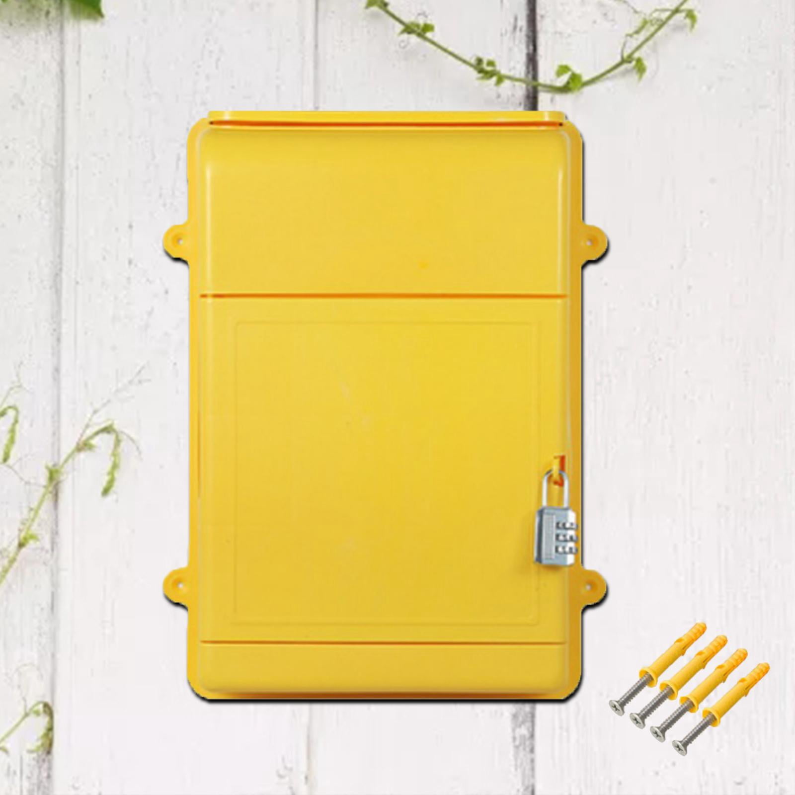 Baoblaze Wall Hanging Mailbox Post Box with Code Lock 34.5x26x10cm for Hotel Business Yellow