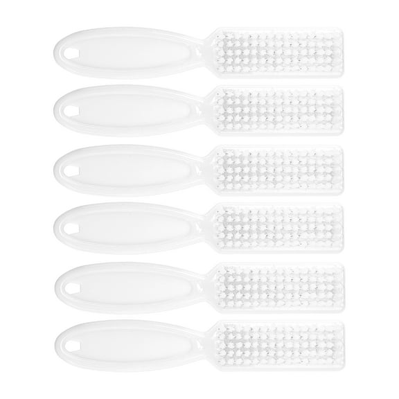 Unique Bargains 6 Pcs Fingernail Cleaner Nail Brush Fingernail Cleaning Tools Manicure Brush with Plastic Handle White