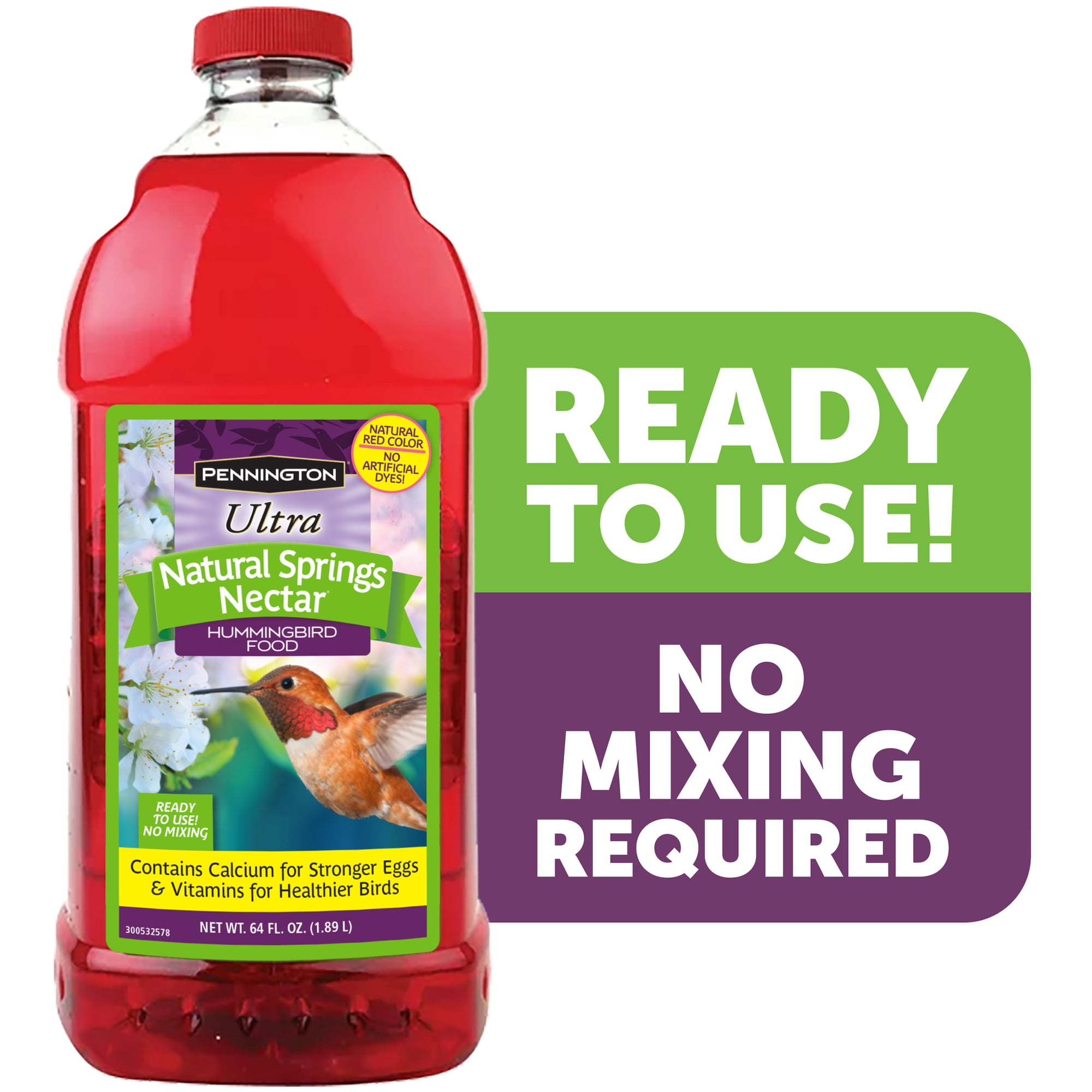 Pennington Ready-to-Use Ultra Hummingbird Nectar Food, No Artificial Dye, 64 fl oz Liquid, 1 Pack