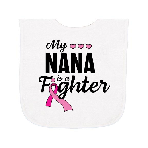 Inktastic Breast Cancer Awareness My Nana is a Fighter Baby Terry Cloth Bib