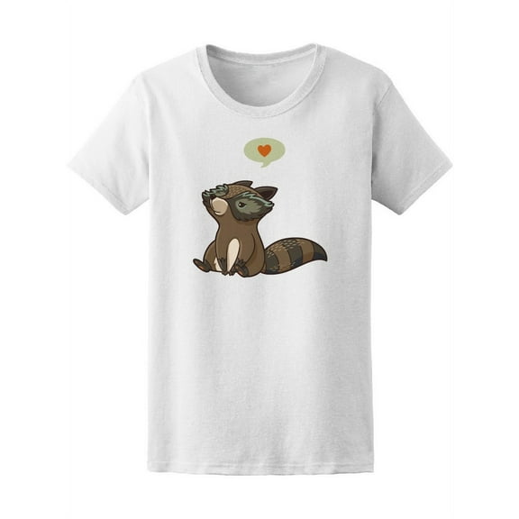 Raccoon Thinking About Love T-Shirt Women -Image by Shutterstock, Female XX-Large