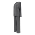 thumbnail image 7 of vigerkar 2 Piece Outfits for Women Long Sleeve Vneck Tops and Wide Leg Pants Ribbed Matching Lounge Set (Dark Gray, S), 7 of 7