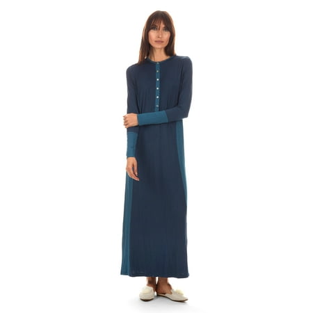 

MeMoi Women s Two-Tone Button-Accent Soft Full-Length Nightgown - Womens - Female